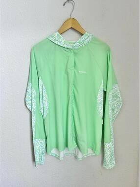 Simms Women’s Sz L UPF Sun Protection Hooded Long Sleeve Melon Schoolies